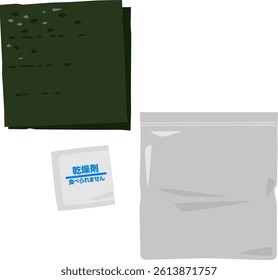Roasted seaweed, aluminum bag and desiccant