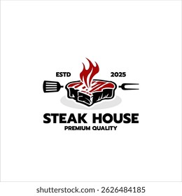 grelha de bife assado fogo fogo ícone do vetor do logotipo ilustração