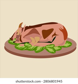Roasted suckling pig.
A delicacy dish with an excellent combination of flavor and tender meat.
Roasted suckling pig, delicacy, meat, cuisine, food, tender, dish, chef
