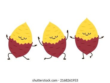 Roasted sweet potato. Sweet potato cartoon. Sweet potato character design.