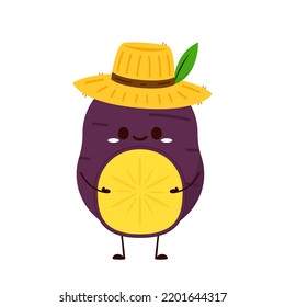 Roasted sweet potato. Sweet potato cartoon. Sweet potato character design.