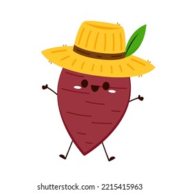 Roasted sweet potato. Sweet potato cartoon. Sweet potato character design.
