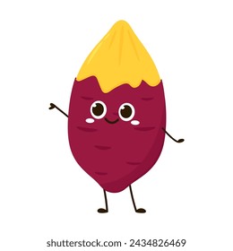 Roasted sweet potato. Sweet potato cartoon. Sweet potato character design.