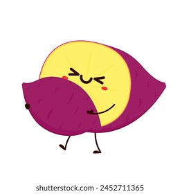 Roasted sweet potato. Sweet potato cartoon. Sweet potato character design.