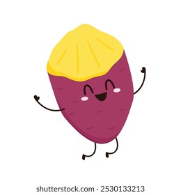 Roasted sweet potato. Sweet potato cartoon. Sweet potato character design.