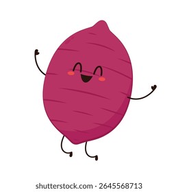 Batata doce assada. Charge de batata doce. Projeto de caráter de batata doce.