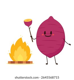 Roasted sweet potato. Sweet potato cartoon. Sweet potato character design.