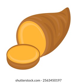 Roasted Sweet Potato Emoji Icon Illustration. Traditional Food Vector Symbol Emoticon Design Doodle Vector.