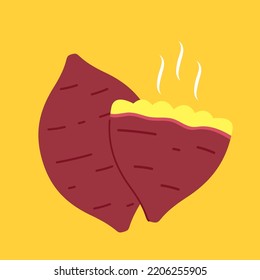 Roasted sweet potato. Roasted sweet potato logo design. Japanese Sweet potato.