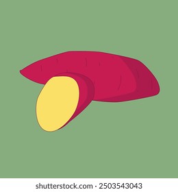Batata asada. Diseño de logotipo de batata tostada. Batata japonesa.