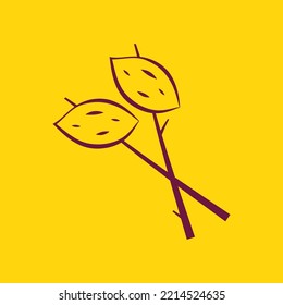 Roasted sweet potato on branches.  Roasted sweet potato logo design. Japanese Sweet potato.