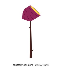 Geröstete Süßkartoffel auf Ästen.  Roasted Süßkartoffel Logo Design. Japanische Süßkartoffel.