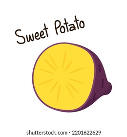 Roasted sweet potato. Roasted sweet potato on white background. Japanese Sweet potato. slice.