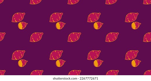 Roasted sweet potato. Sweet Potato pattern wallpaper. sweet potato symbol vector.	
