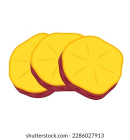 Roasted sweet potato slice. Roasted sweet potato logo design. Japanese Sweet potato.