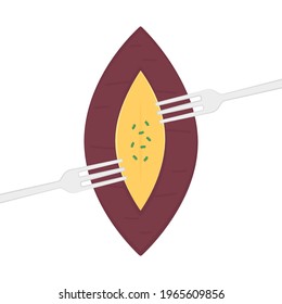 Roasted sweet potato. Sweet Potato vector. Sweet Potato on white background.