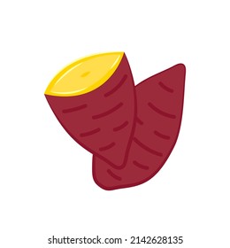 Roasted sweet potato vector. Roasted sweet potato on white background.