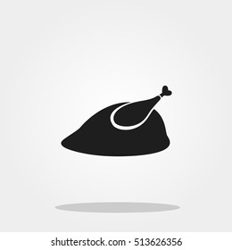 Roasted turkey for dinner cute icon in trendy flat style isolated on color background. Thanksgiving symbol for your design, logo, UI. Vector illustration, EPS10.