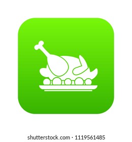 Roasted turkey icon digital green for any design isolated on white vector illustration