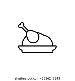 roasted turkey icon Flat symbol set outline