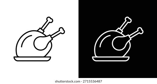 Icono de pavo asado en diseño de línea. Iconos de trazo editables.