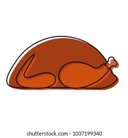 roasted turkey icon over white background colorful design vector illustration