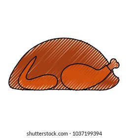 roasted turkey icon over white background colorful design vector illustration
