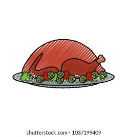 roasted turkey icon over white background colorful design vector illustration