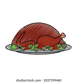 roasted turkey icon over white background colorful design vector illustration