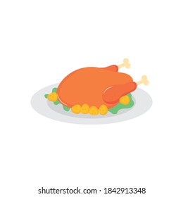 roasted turkey icon over white background, flat style, vector illustration
