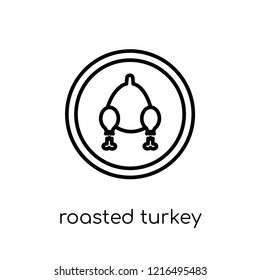 Roasted turkey icon. Trendy modern flat linear vector Roasted turkey icon on white background from thin line United States of America collection, editable outline stroke vector illustration
