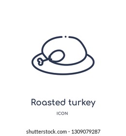 roasted turkey icon from united states of america outline collection. Thin line roasted turkey icon isolated on white background.