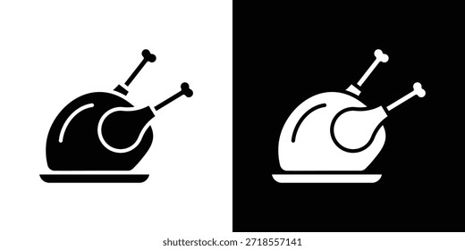 Ilustración vectorial de iconos de pavo asado - iconos de vectores de estilo negro de alta calidad