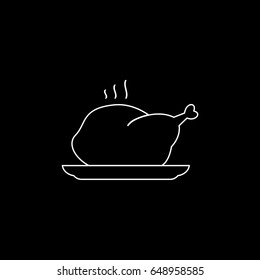 Roasted turkey icon. Vector illustration.