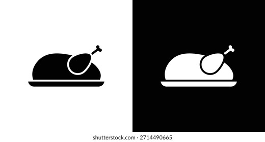 Ícones de peru torrado design de silhueta de vetor. Ilustração de design gráfico plano vetorial.