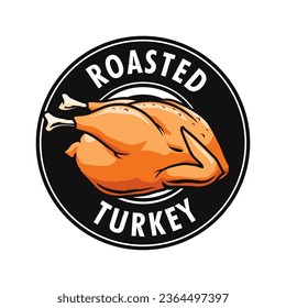 roasted turkey logo design template