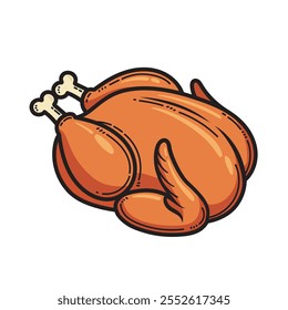 Roasted Turkey Meat Vector, Roasted Chicken Meat Vector Illustration, Whole Chicken Meat Vector, Thanksgiving Turkey Meat Vector Image, Grilled Chicken Clip Art.