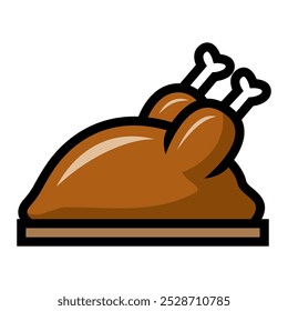 Roasted turkey on white background