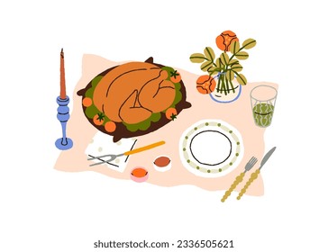 Roasted turkey served plate