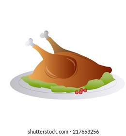 a roasted turkey for thanksgiving on a white background