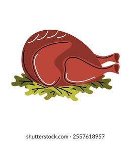 Roasted Turkey Vector Illustration. Good for Seasonal Designs.