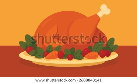 Roasted turkey with vegetables on plate
