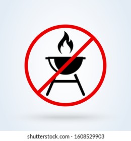 Roaster bbq forbidden, no. Simple vector modern icon design illustration.