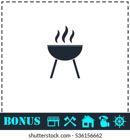 Roaster bbq icon flat. Simple vector symbol and bonus icon
