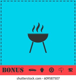 Roaster bbq icon flat. Simple vector symbol and bonus icon