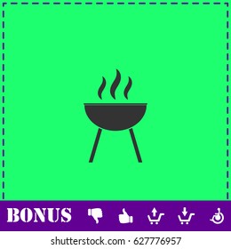 Roaster bbq icon flat. Simple vector symbol and bonus icon