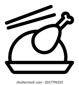 Pollo asador con ilustración vectorial de palillos aislados en fondo blanco. Arte de clips de pollo