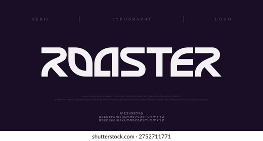 Roaster, Creative digital modern alphabet fonts. Typography abstract decorative sport, game, technology, fashion, digital, future creative logo font. vector illustration

