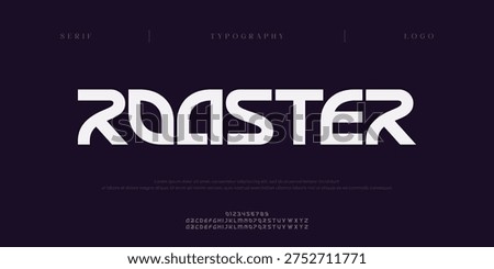 Roaster, Creative digital modern alphabet fonts. Typography abstract decorative sport, game, technology, fashion, digital, future creative logo font. vector illustration
