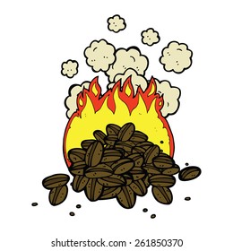 roasting coffee beans cartoon
